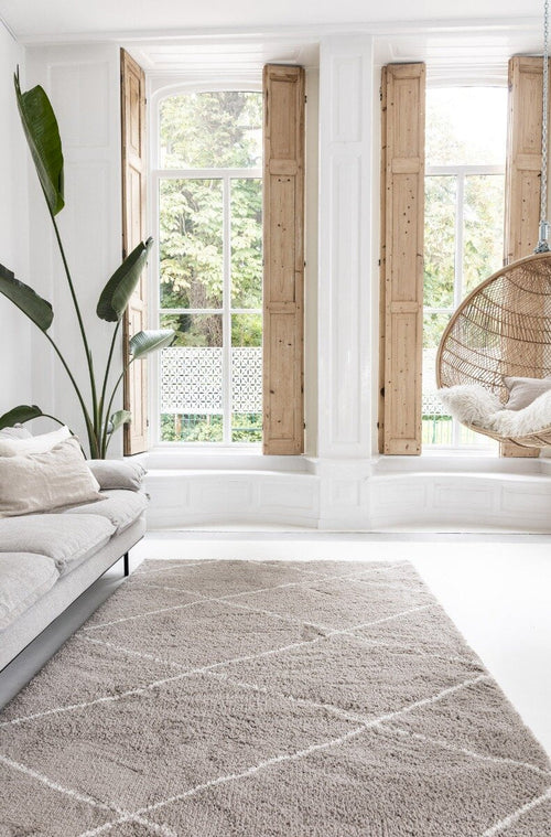 Interieur05 berber vloerkleed hoogpolig grijs/beige/zand/cream - scandinavisch - nea - 135 x 190 cm