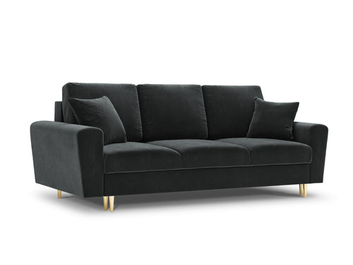 Cosmopolitan Design Slaapbank met opbergdoos Kyoto 3-zits, flueel, donkergrijs - 100x235x88cm