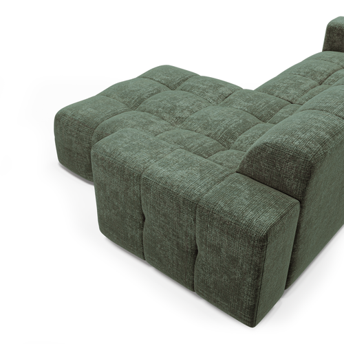 Sia Home - Rechthoekige hoekbank MAEL - fluweel met reliëf smaragdgroen 230cm