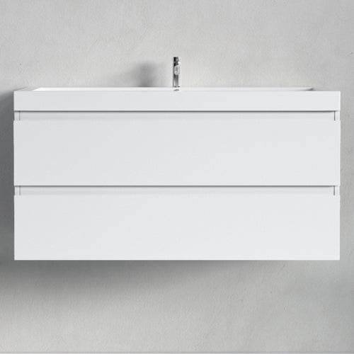 LOMAZOO badmeubelset Avalon - met hoge kast - glanzend wit - 100 cm