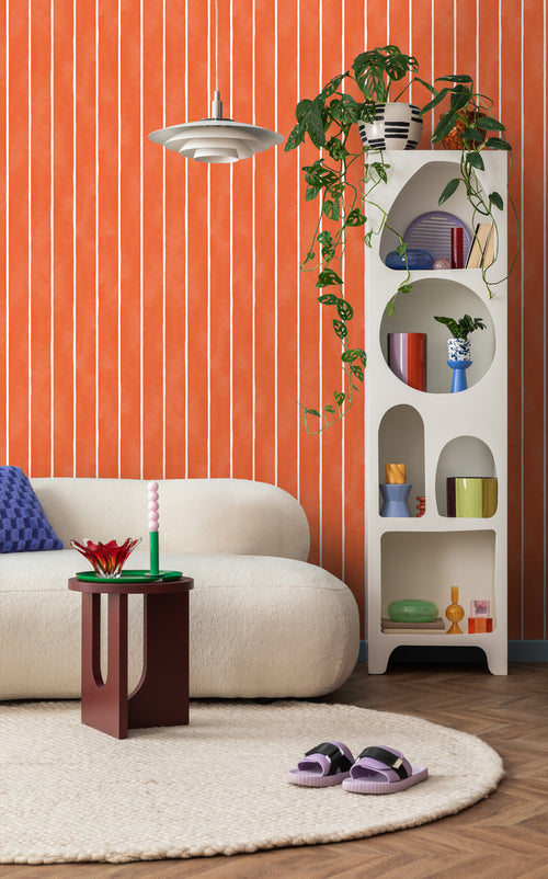 ESTAhome behang strepen oranje en wit - 50 x 900 cm - 131311 - vtwonen shop