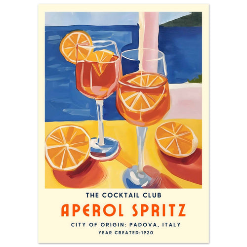 Artfulprints Poster Aperol Spritz - The cocktail club I   - 50x70 cm - Meerkleurig