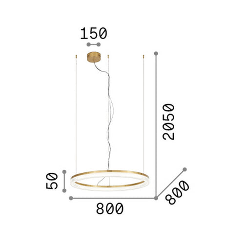 Ideal Lux CROWN 80 cm geïntegreerde LED-hanglamp voor aan het plafond, wit, 4300lm, 3000K