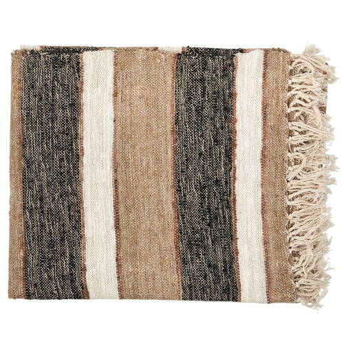 WOOOD plaid Beek- Katoen - Zwart/Naturel - 130x170x1 - vtwonen shop