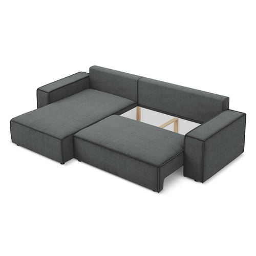 LaMiaSofa hoekbank links Livorno - textuurstof - grijs - 290x185x82