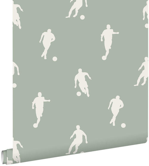 ESTAhome behang voetbalspelers vergrijsd mintgroen - 53 cm x 10.05 m - 139505