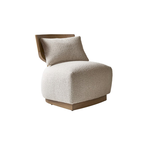 Tikamoon Fauteuil in massief mindihout en ecru stof - Beige