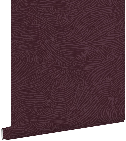 ESTAhome behang 3d golvende lijnen aubergine paars - 50 x 900 cm - 131367 - vtwonen shop