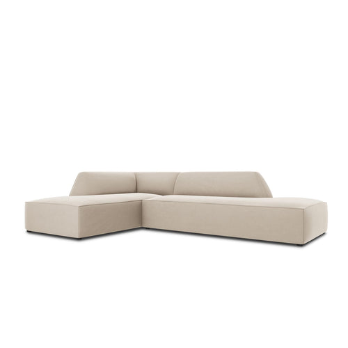 Cosmopolitan Design - Modulaire hoekbank links Siena 4-zits, flueel beige - 180x273x69cm