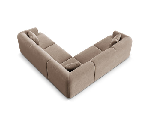 Cosmopolitan Design Symmetrische modulaire hoekbank Campi 6-zits, flueel donkerbeige - 255x255x70cm