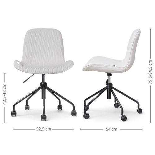 Nolon Nout-Fé Bureaustoelen Set van 2 - Rib Crème - Zwart Onderstel - vtwonen shop
