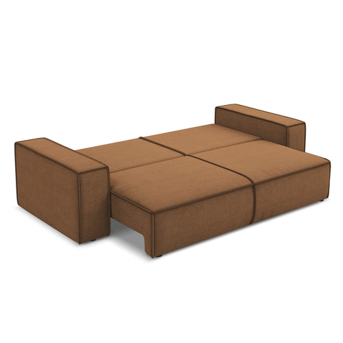 LaMiaSofa 3-zits slaapbank Livorno - textuurstof - terracotta - 255x105x85