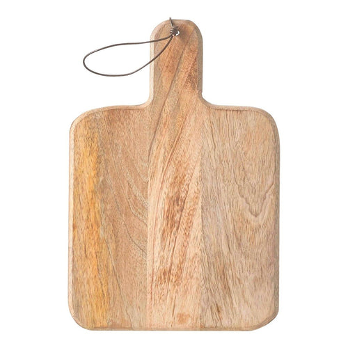Mica Decorations Duko Serveerplank Vierkant Bruin voor Keuken en Tafel - Snijplank van FSC®-gecertificeerd Mangohout - Met Handvat en Touwtje om op te