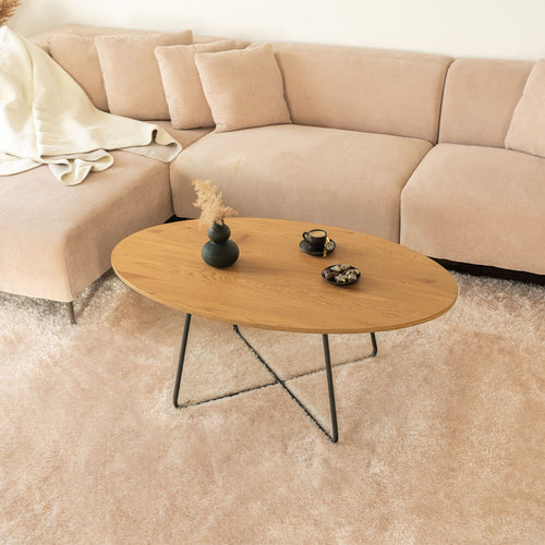 HOME DELUXE - Salontafel ovaal NOVARIS 110 x 66 x 47 cm - Geolied Eiken