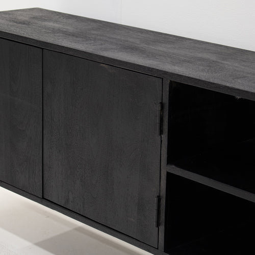 Giga Meubel Tv-meubel Zen - Zwart Mangohout - 200x30x40cm - vtwonen shop