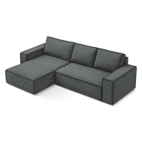 LaMiaSofa hoekbank links Livorno - textuurstof - grijs - 290x185x82