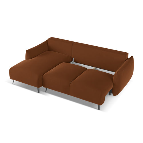 LaMiaSofa hoekbank links Genova - velours - terracotta - 242x162x86