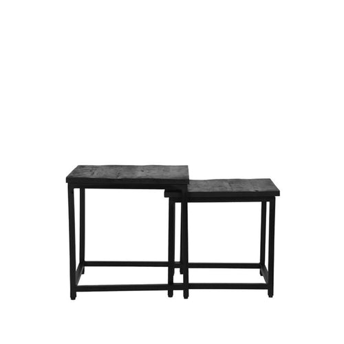 LABEL51 Salontafel Twain - Zwart Mangohout - Set Van 2 - 45x45x45cm