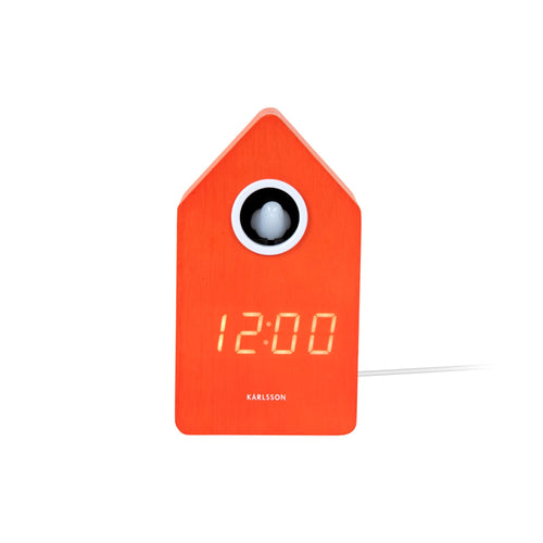 Karlsson wekker Cuckoo LED - oranje - Ø9cm