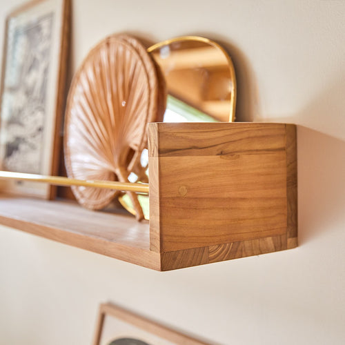 Tikamoon Wandplank voor kinderkamer van massief teakhout 100 cm - Naturel