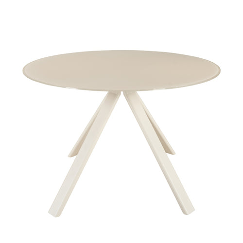Giga Meubel Eettafel Lita Wit – Rond – Glas en Metaal – Ø120 cm