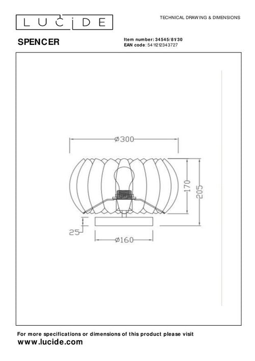 Lucide tafellamp SPENCER - 1xE27 - Zwart - vtwonen shop