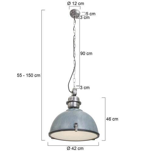 Steinhauer hanglamp industrieel - 1 lichts - 42x 145 cm - grijs - vtwonen shop
