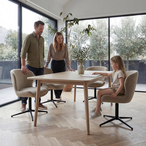 Furnhouse eetkamerstoel Nicklas - Beige - Stof (Bouclé) - Set van 2