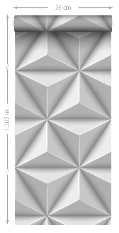 Origin Wallcoverings behang grafisch 3D motief lichtgrijs - 53 cm x 10.05 m - 347815 - vtwonen shop