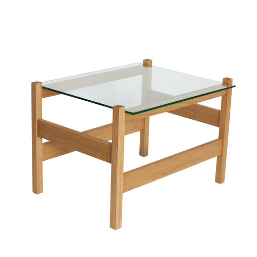 Hübsch bijzettafel Ledge - glas/eikenhout - 66x52xh45cm