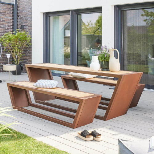 HOME DELUXE Stalen zitset KOBON Bruin - Made in Germany - 2 x bank + 1 x tafel