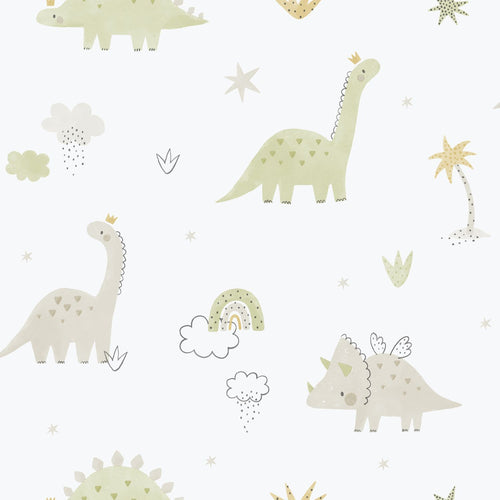 Sanders & Sanders behang dinosaurussen beige, groen en wit - 53 cm x 10.05 m - 640622