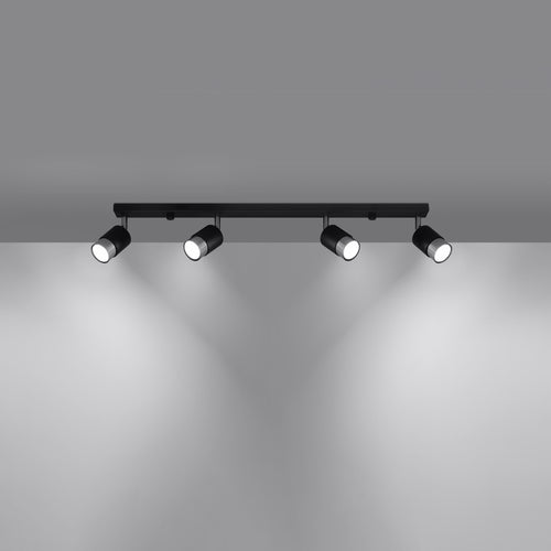 Sollux Lighting Plafondlamp NERO 4 zwart/chroom - 81x5x18cm