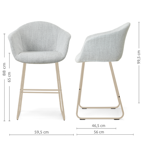Nolon Nino-Otis barkruk grijs melange - beige onderstel - 65 cm