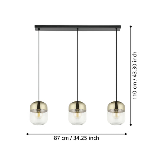EGLO hanglamp Maryvilla - e27 - 87 cm - goud/zwart
