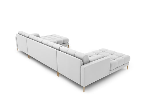 Cosmopolitan Design Panoramische bank Bali 7-zits, structurele stof, lichtgrijs - 185x383x75cm