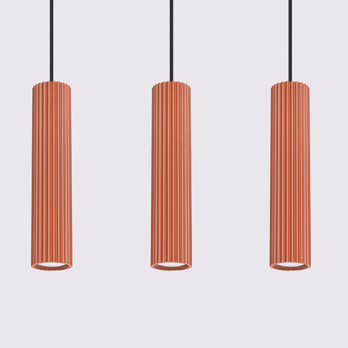 Sollux Lighting Hanglamp KARBON 3L rood oker - 45x6,5x98cm