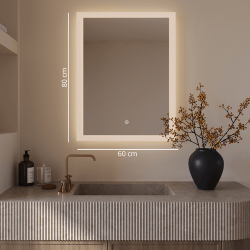 LOMAZOO badkamerspiegel Orlando - met LED verlichting & spiegelverwarming - rechthoekig - 60 x 80 cm