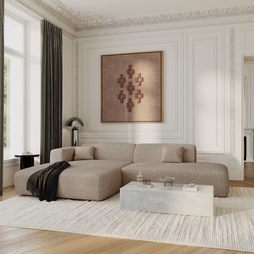 Sia Home - Hoekbanken links MYRA - Bouclette stof - Mol - 310cm - vtwonen shop