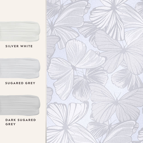 Laura Ashley Vliesbehang - Butterfly Garden Sugared Grey - Grijs - 10mx52cm - vtwonen shop