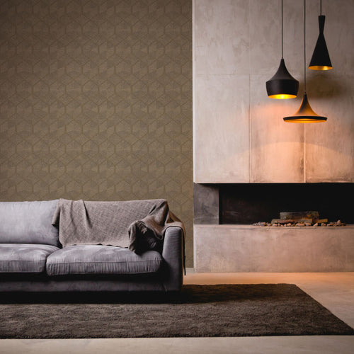 Livingwalls behang geometrische vormen bruin en goud - 53 cm x 10.05 m - AS-386904