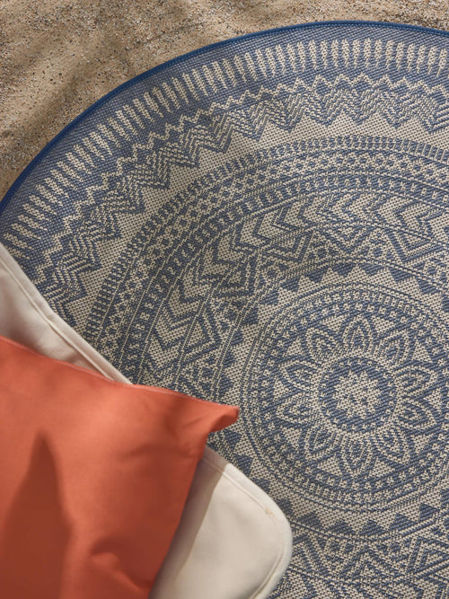 benuta binnen- en buitenkleed Metro - blauw - ø 120 cm