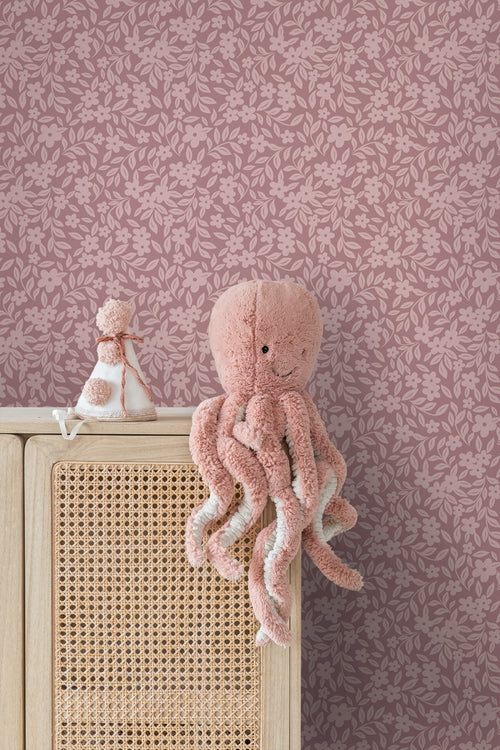 ESTAhome behang bloemetjes mauve paars - 50 x 900 cm - 131443 - vtwonen shop