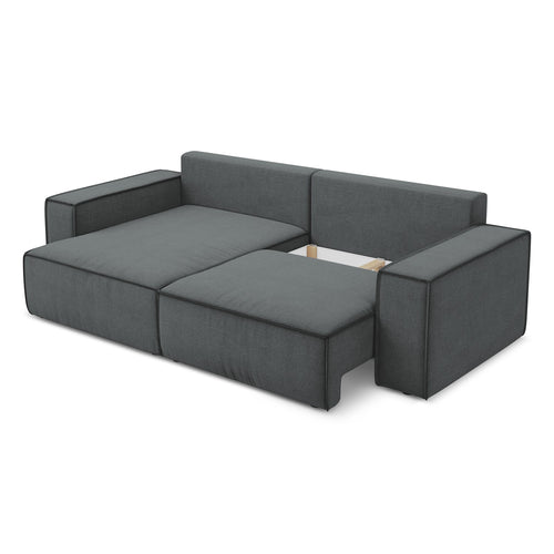 LaMiaSofa hoekbank links Livorno - textuurstof - grijs - 257x148x82