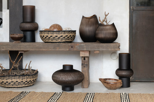 J-Line mand Laag - zeegras/jute - naturel/zwart - 2 stuks - vtwonen shop