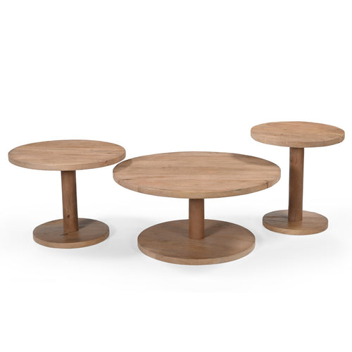 Giga Meubel Salontafel Nao - Rond - Mangohout - Set van 3