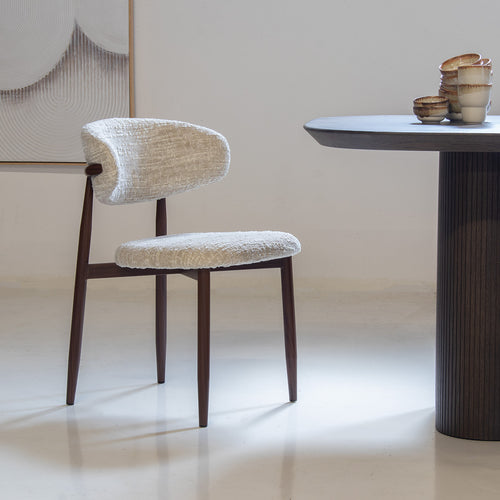 DÉJA Living Eetkamerstoel Skara - Beige/Walnoot - Set van 2