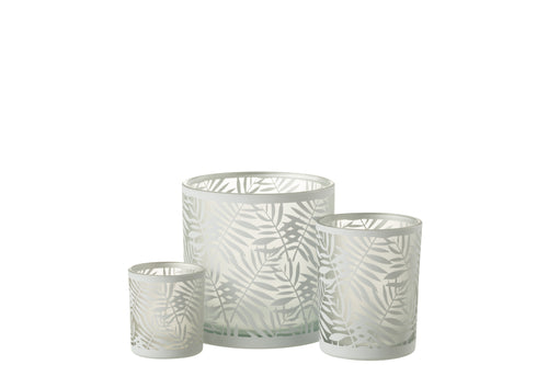 J-Line windlicht Bladeren - glas - wit - large - vtwonen shop