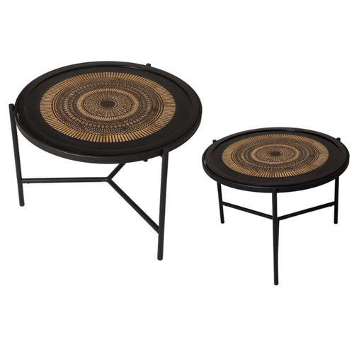 StarFurn Salontafel Mae - Rond Zwart Hout - Set van 2 - vtwonen shop