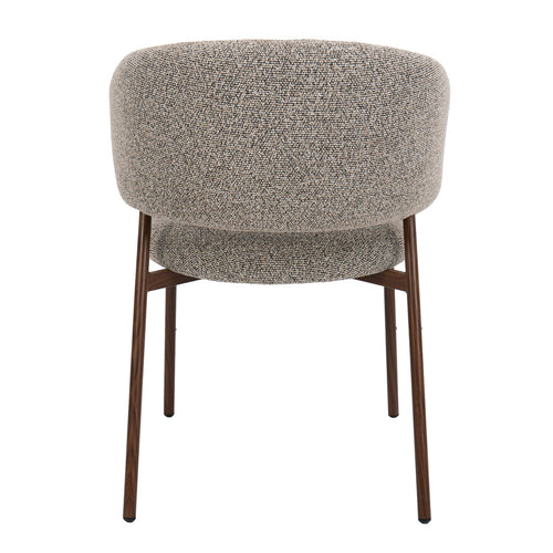 Giga Meubel Eetkamerstoel Feya Taupe/Walnoot - Stof - Japandi - Set van 2